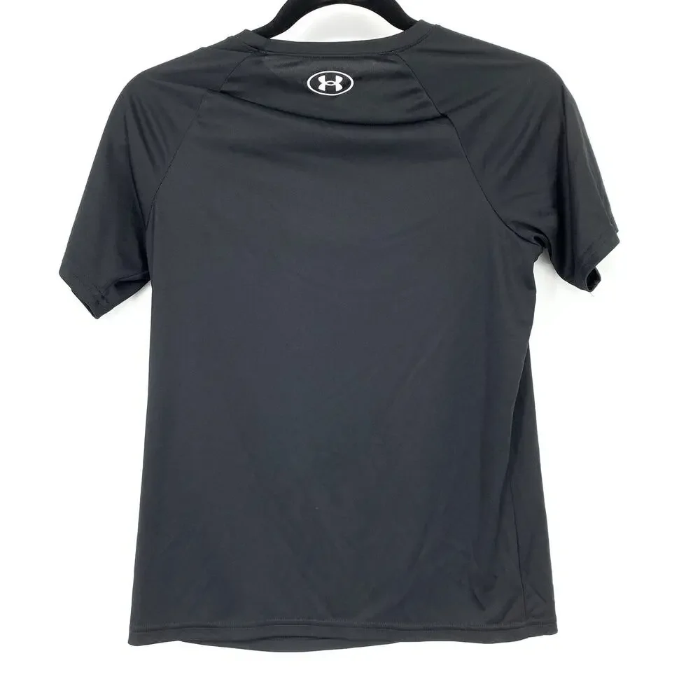 Under Armour Short Sleeve T-Shirt Boys Size Medium Black White Crew Neck